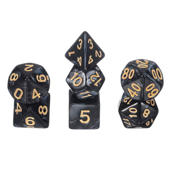 Polyhedral DND Dice Set, 7 Pcs DND Acrylic Dice for RPG Role Playing Table Games Tabletop Gaming Accessories, Pearlescent Black