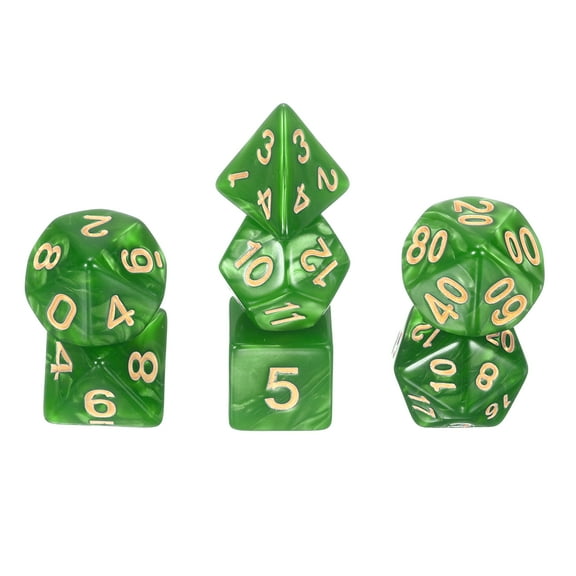 Polyhedral DND Dice Set, 7 Pcs DND Acrylic Dice for RPG Role Playing Table Games Tabletop Gaming Accessories, Pearlescent Emerald Green