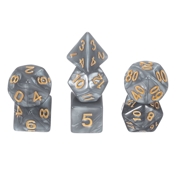 Polyhedral DND Dice Set, 7 Pcs DND Acrylic Dice for RPG Role Playing Table Games Tabletop Gaming Accessories, Pearlescent Silver