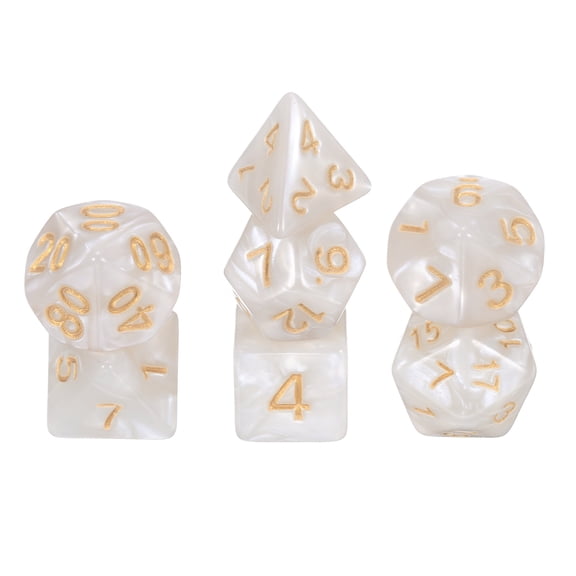 Polyhedral DND Dice Set, 7 Pcs DND Acrylic Dice for RPG Role Playing Table Games Tabletop Gaming Accessories, Pearlescent White