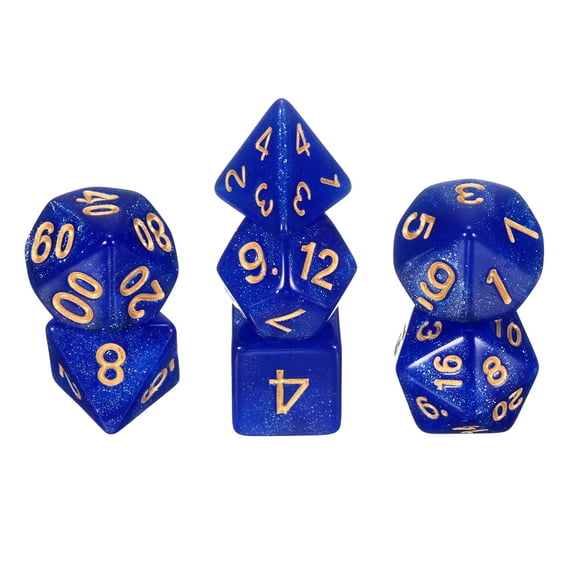 Polyhedral DND Dice Set, 7 Pcs DND Acrylic Dice for RPG Role Playing Table Games Tabletop Gaming Accessories, Sparkling Dark Blue