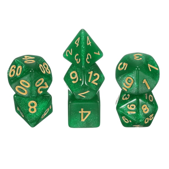 Polyhedral DND Dice Set, 7 Pcs DND Acrylic Dice for RPG Role Playing Table Games Tabletop Gaming Accessories, Sparkling Emerald Green