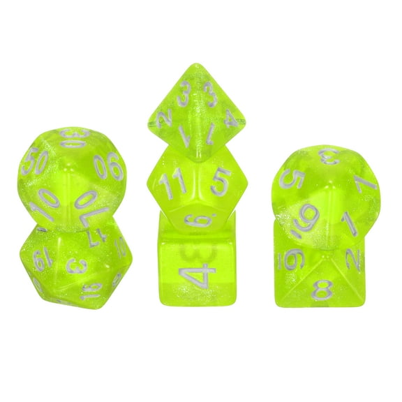 Polyhedral DND Dice Set, 7 Pcs DND Acrylic Dice for RPG Role Playing Table Games Tabletop Gaming Accessories, Sparkling Neon Yellow