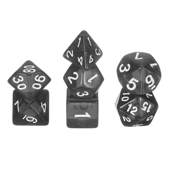 Polyhedral DND Dice Set, 7 Pcs DND Acrylic Dice for RPG Role Playing Table Games Tabletop Gaming Accessories, Transparent Black
