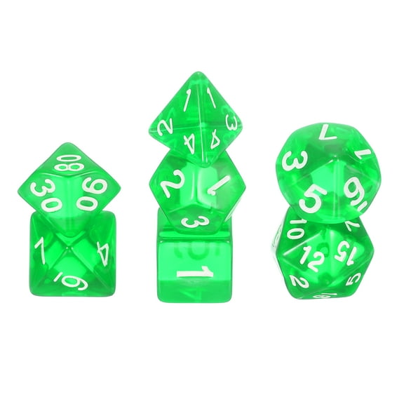 Polyhedral DND Dice Set, 7 Pcs DND Acrylic Dice for RPG Role Playing Table Games Tabletop Gaming Accessories, Transparent Green