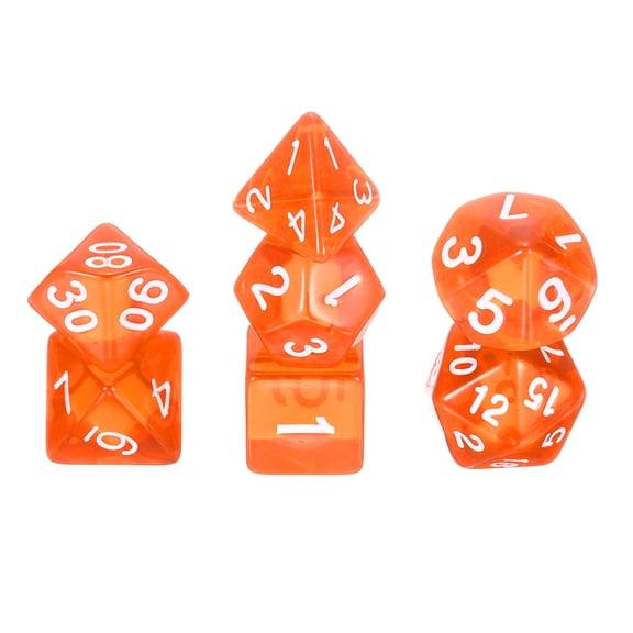 Polyhedral DND Dice Set, 7 Pcs DND Acrylic Dice for RPG Role Playing Table Games Tabletop Gaming Accessories, Transparent Orange
