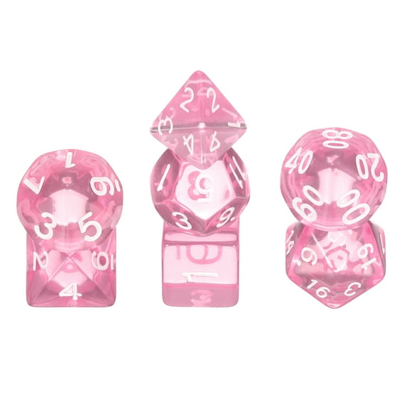 Polyhedral DND Dice Set, 7 Pcs DND Acrylic Dice for RPG Role Playing Table Games Tabletop Gaming Accessories, Transparent Pink