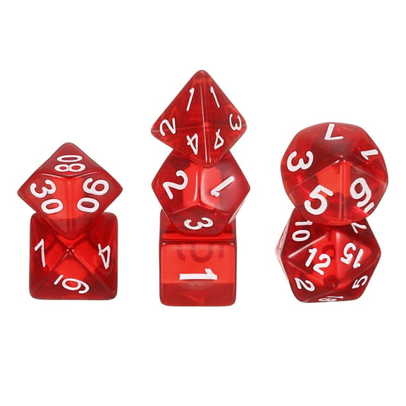 Polyhedral DND Dice Set, 7 Pcs DND Acrylic Dice for RPG Role Playing Table Games Tabletop Gaming Accessories, Transparent Red