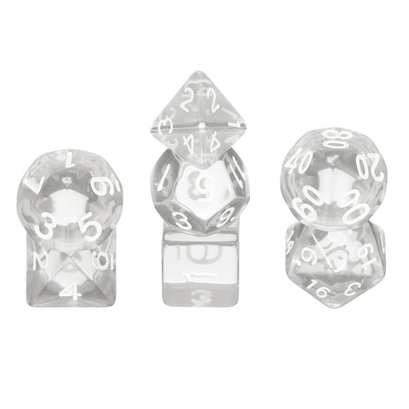 Polyhedral DND Dice Set, 7 Pcs DND Acrylic Dice for RPG Role Playing Table Games Tabletop Gaming Accessories, Transparent White