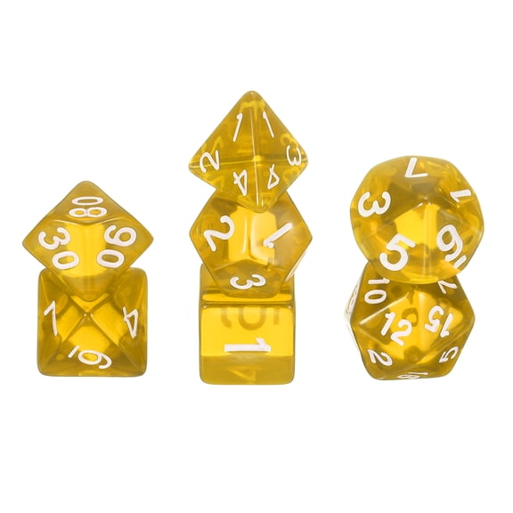Polyhedral DND Dice Set, 7 Pcs DND Acrylic Dice for RPG Role Playing Table Games Tabletop Gaming Accessories, Transparent Yellow