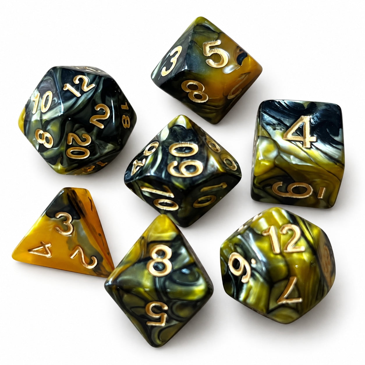 Polyhedral Dice Set 7 Piece, 0.6299 in Acrylic RPG Dice for D&D Board ...