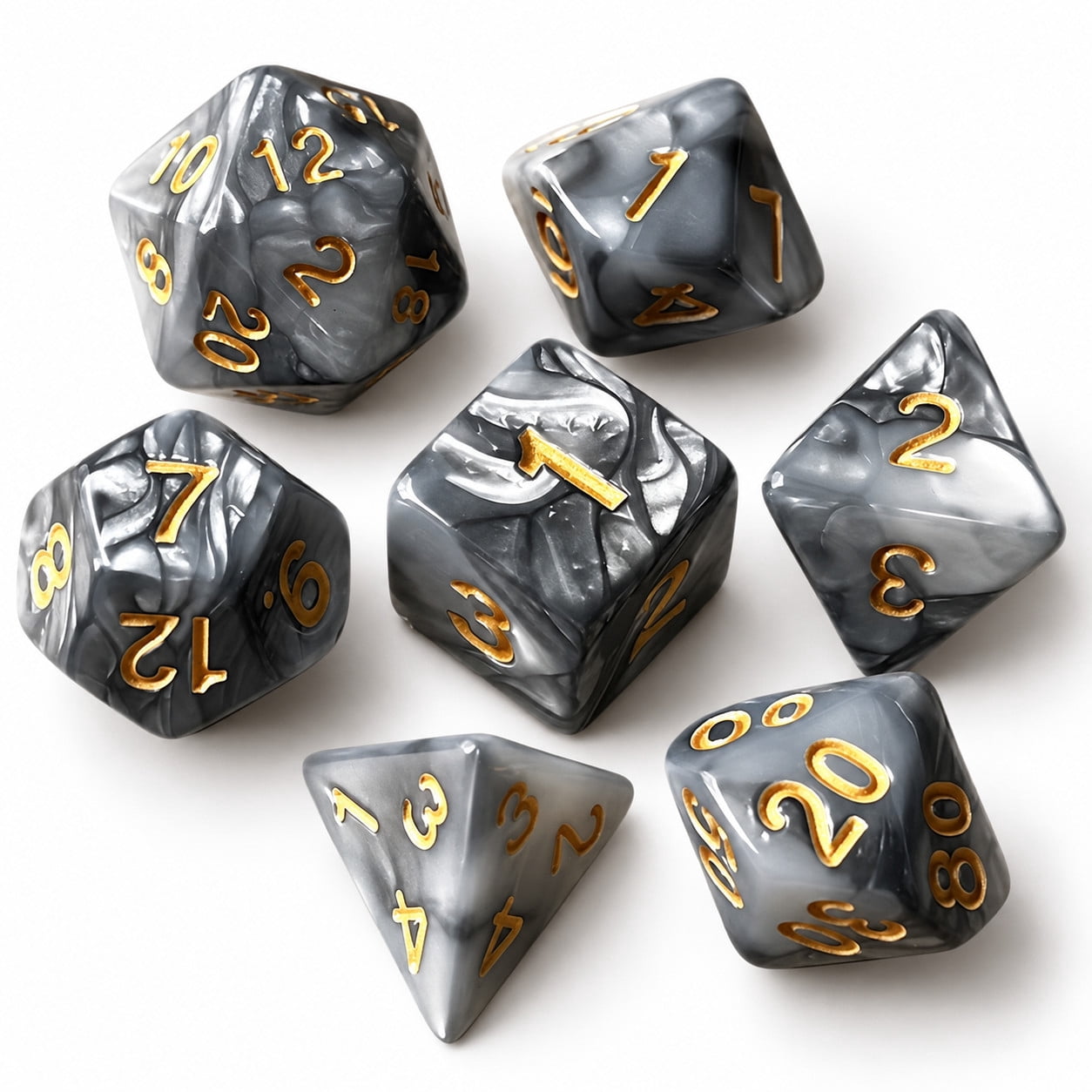 Polyhedral Dice Set 7 Piece, 0.6299 in Acrylic RPG Dice for D&D Board ...