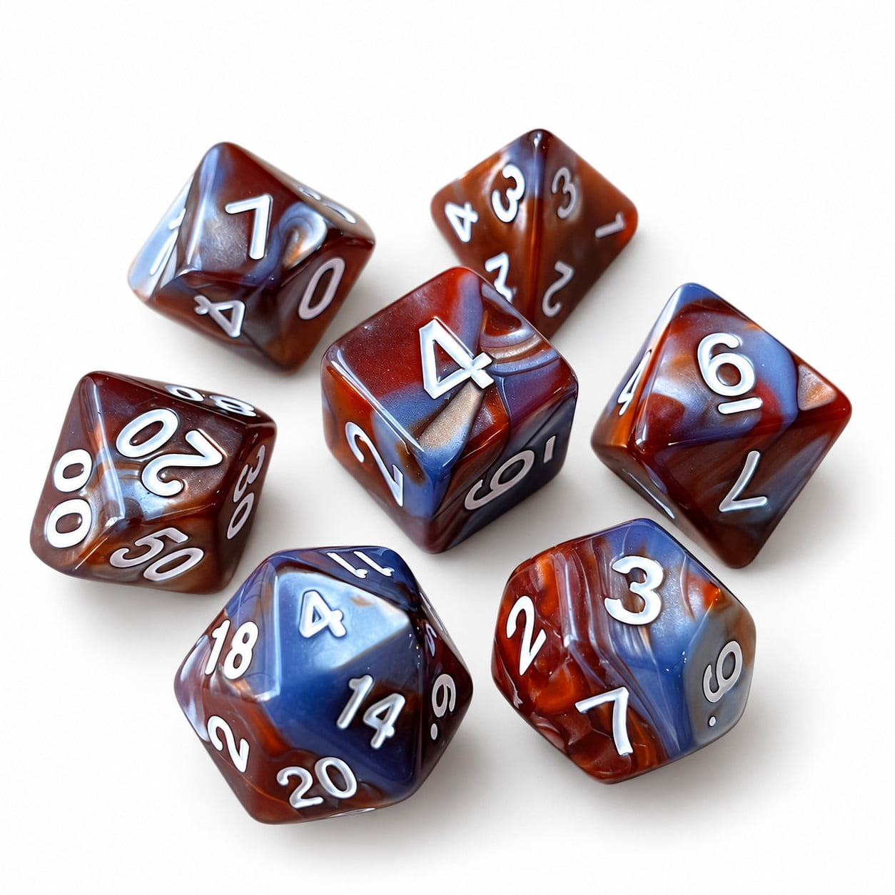 Polyhedral Dice Set 7 Piece, 0.6299 in Acrylic RPG Dice for D&D Board ...