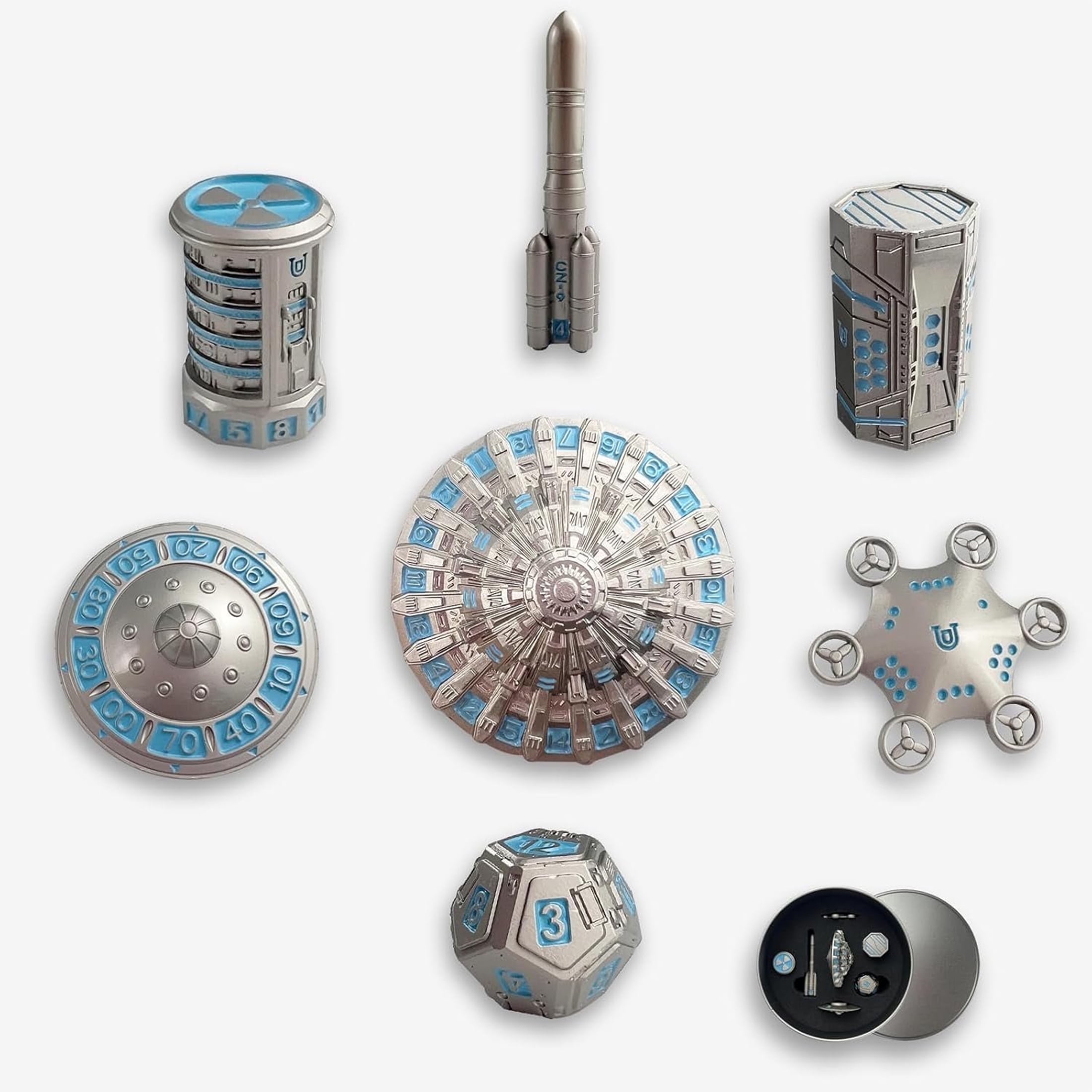 UFO DND Dice Set, Dungeons and Dragons Metal Dice,Adult