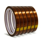 Polyimide High Temperature Tape, 10mm x 33m 108ft, Heat Transfer Resistant Tape, Sublimation Tape Heat Tape for Soldering Protecting Circuit Board, CPU, PCB, 2 Mil Thick, 6 Roll