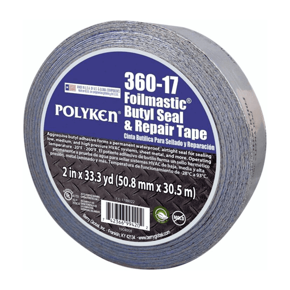 Polyken FoilMastic Butyl Seal & Repair Tape (360-17): 2 in. x 100 ft. (Silver)