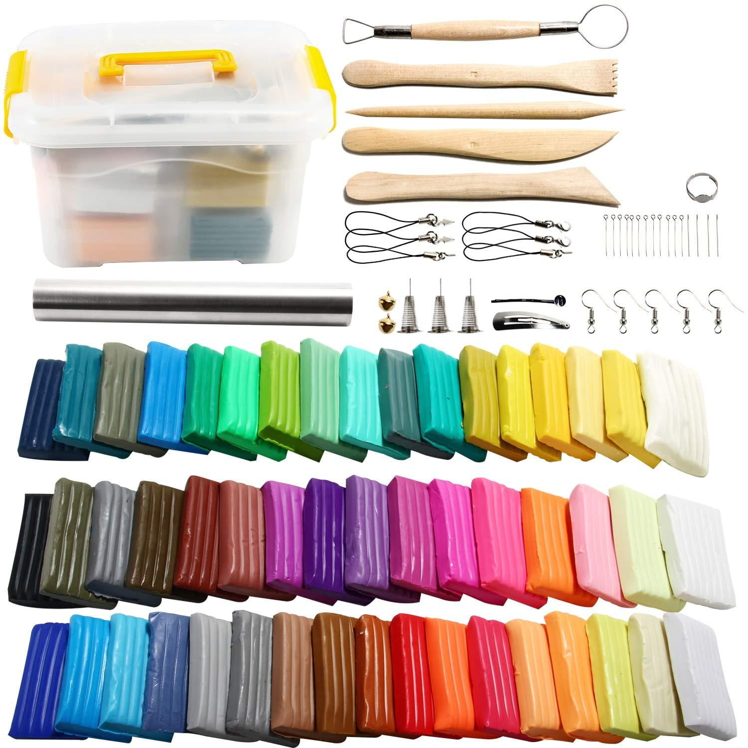 Polymer Clay Kit,DAOFARY 50 Color Modeling Clay Kit DIY Oven Bake Clay for  Kids and Adults with 5 Sculpting Tools, Accessories and Portable Storage