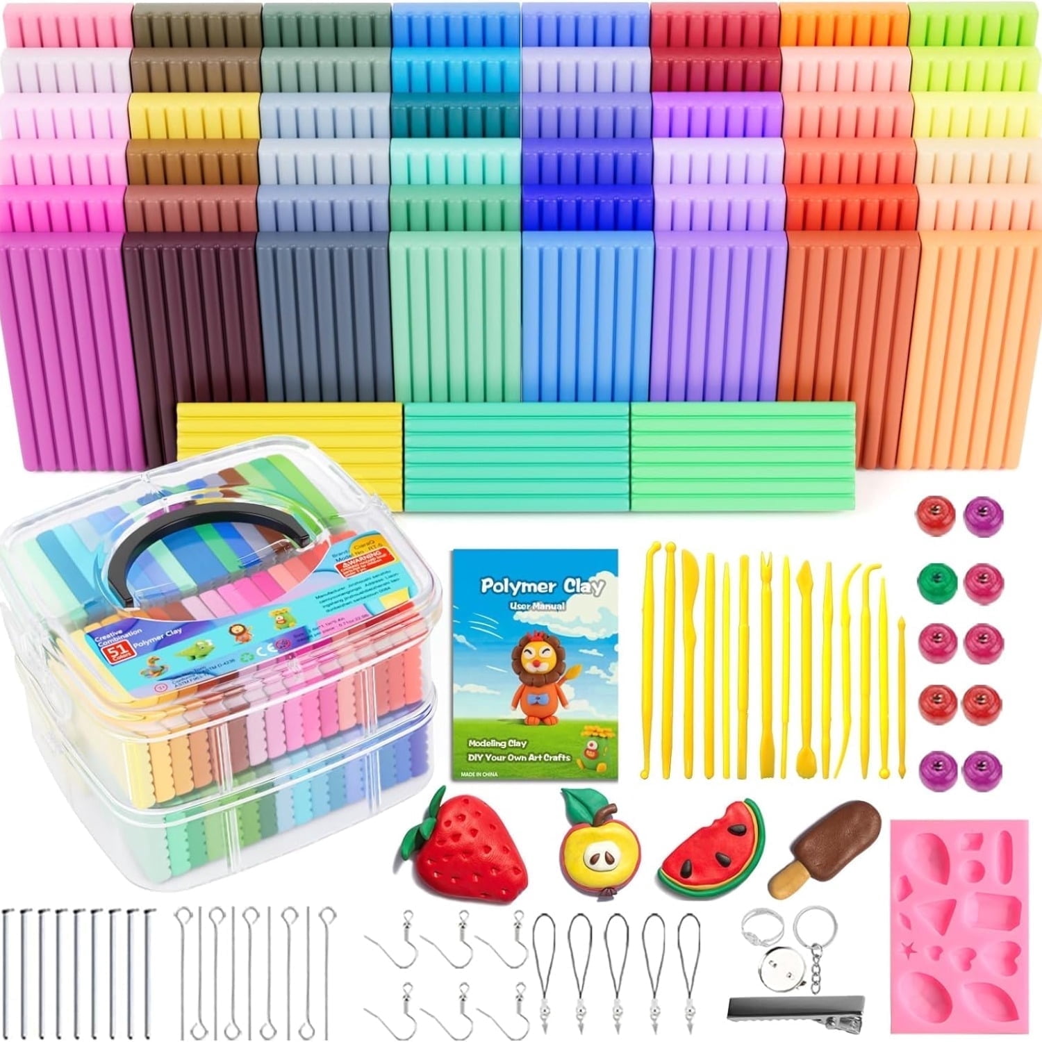 Clay　セット CiaraQ Polymer Clay 51 Colors, Modeling Clay with Tools, Oven