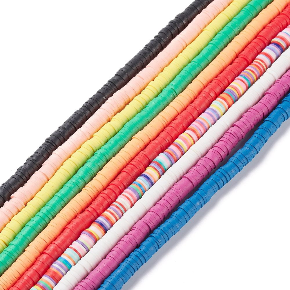 Polymer Clay Beads Heishi Beads Applicable to Earring Bracelet Necklace Jewelry Making Disc/Flat Round Mixed color 8x1.5mm Hole: 2.5mm about 313pcs/strand 18.5inch(47cm)