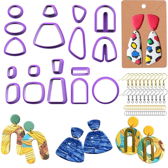 Polymer Clay Cutters Earring Jewelry Atz Geometric Shape Cutter Plastic Models Tools Jewelry Kit Flower Press Arts and Crafts