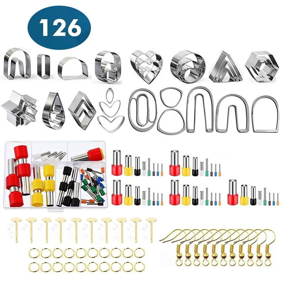 Polymer Clay Cutters for Earrings 126pcs Clay Tools Set 36 Shapes Stainless Steel Clay Molds & 40 Circle Shape Cutters Suitable for Jewelry Making Handcraft Ceramic and Pottery Engraving
