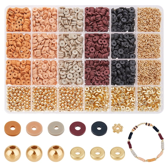 Polymer Clay Disc CCB Plastic Beads DIY Jewelry Making Finding Kit Camel 4~6x1~4mm Hole: 1.3~2mm