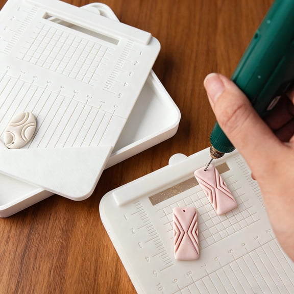 Polymer Clay Earring Hole Drill Guide Tool, Clay Earrings Drill Stand, 5.9 x 4.9 in Polymer Clay Tools, Dust Collector Box, for Polymer Clay Earring Making