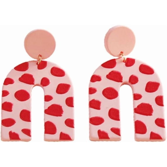 Polymer Clay Earrings Horseshoe Acrylic Dangle Earrings for Women Boho Acetic Acid U Shape Arch Earrings Multcolor Geometric Resin Disc Stud Earrings Exaggerated Ear Jewelry Gift