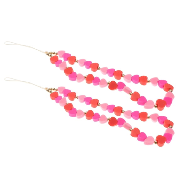 SEWOART 2Pcs Multicolor Polymer Clay Phone Charms with Beaded Hanging Ropes for Phone and Keys