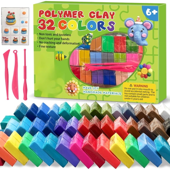 Polymer Clay Material Kit Non Toxic Molding Craft Set Oven Bake Modeling Material for Student 6 Plus Diy Art Projects Home School Activity Supply with Sculpting Tool