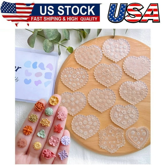 Polymer Clay Molds - 12 Pcs Mini Floral Clay Molds for Jewelry Making, Earring