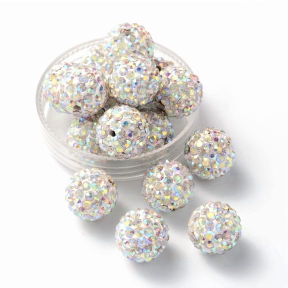 Polymer Clay Rhinestone Beads Grade A Round PP15 Crystal AB 12mm Hole: 1.8mm PP15(2.1~2.2mm)