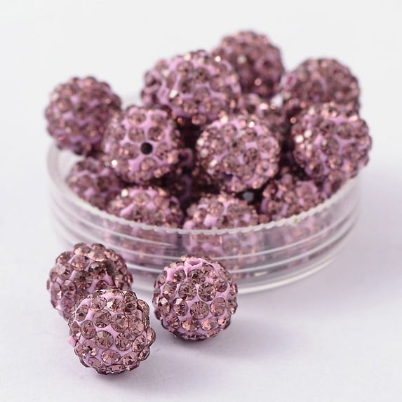 Polymer Clay Rhinestone Beads Grade A Round PP15 Light Amethyst 10mm Hole: 1.8~2mm 6 Rows Rhinestone PP15(2.1~2.2mm)