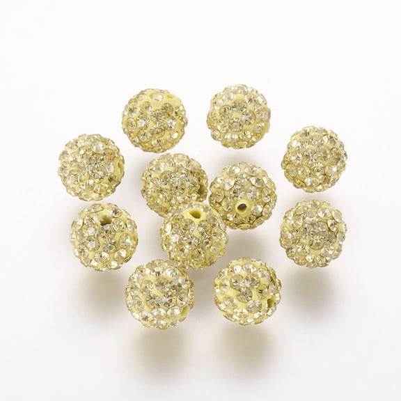 Polymer Clay Rhinestone Beads Grade A Round Pave Disco Ball Beads Jonquil 8x7.5mm Hole: 1.5~1.8mm