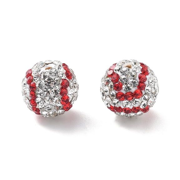 Polymer Clay Rhinestone Beads Two Tone Color Pave Disco Ball Beads Round Baseball 12mm Hole: 1.4mm DIY