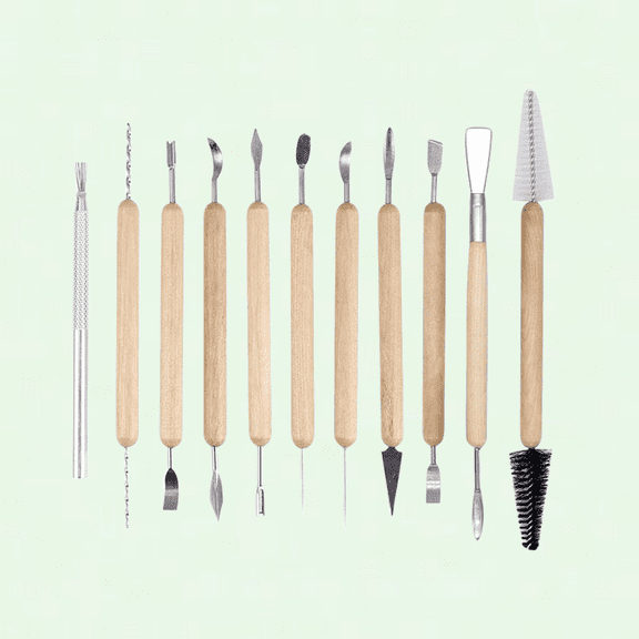 Polymer Clay Sculpting Tools Set of 11, Wood Handle Pottery Carving Tool Kit for Shaping and Modeling Art Embossing