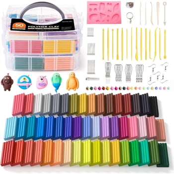 Polymer Clay, Shuttle Art 50 Colors Oven Bake Modeling Clay, Creative Clay Kit with 19 Clay Tools and 10 Kinds of Accessories, Non-Toxic, Non-Sticky, Ideal DIY Art Craft Clay Gift