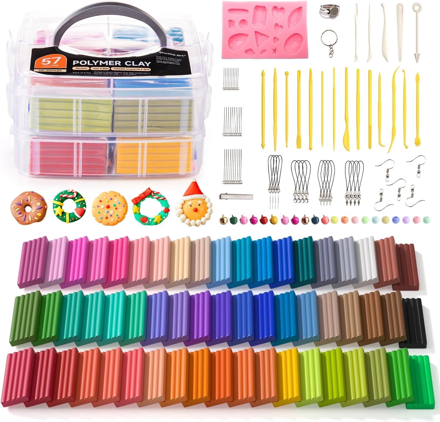 Clay　セット Shuttle Art Polymer Clay - 57 Colors, Oven Bake, Sculpting Tools