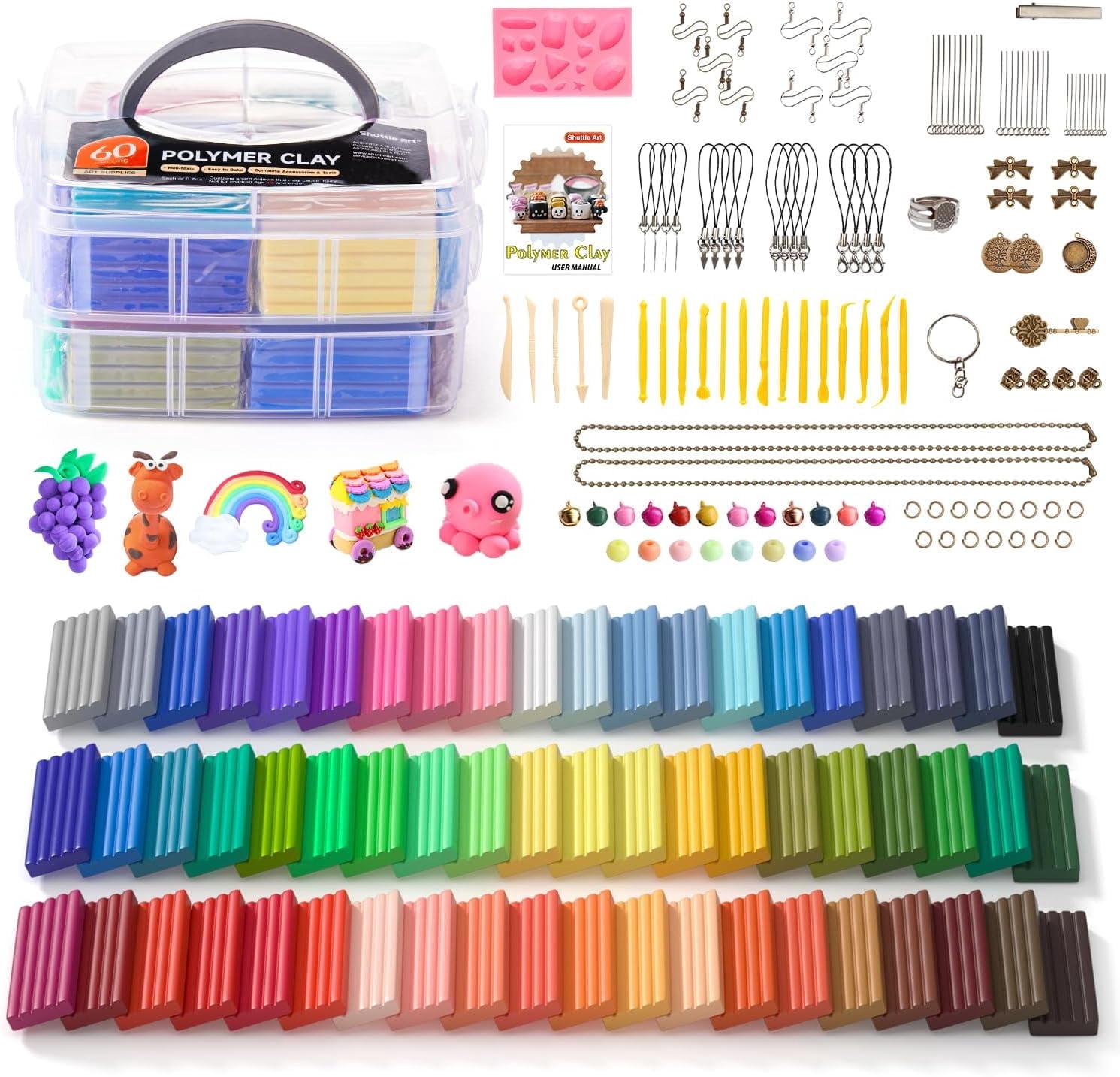 Shuttle Art Multi-Color Polymer Clay Set with Tools & Accessories
