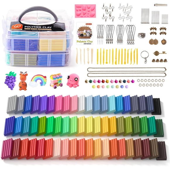 Polymer Clay, Shuttle Art 60 Colors Oven Bake Modeling Clay, Creative Clay Kit with 19 Clay Tools and 16 Kinds of Accessories, Non-Toxic, Non-Sticky, Ideal DIY Art Craft Clay Gift