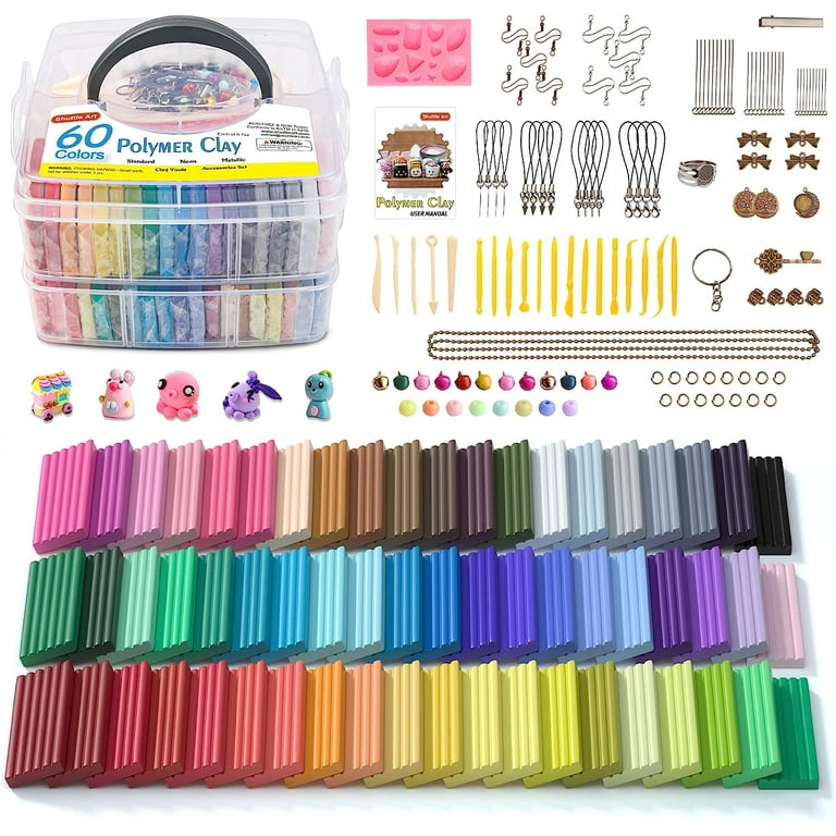 Polymer Clay, Shuttle Art 60 Colors Oven Bake Modeling Clay, Creative Clay  Kit with 19 Clay Tools and 16 Kinds of Accessories, Non-Toxic, Non-Sticky