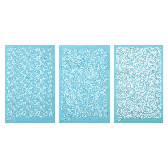 Polymer Clay Silk Screen,3pcs Silk Screen Stencils Reusable 3 Patterns Cute for Polymer Clay,Butterfly,Flower