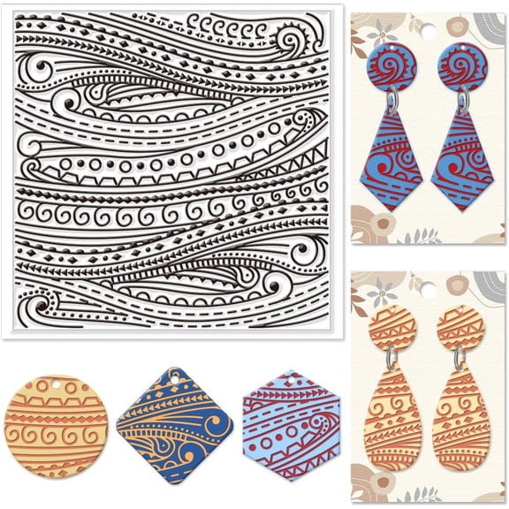 Polymer Clay Texture Sheets Art Scroll Texture Stamp Sheets Silicone Texture Stamp Polymer Clay Texture Mat for Making Earrings Jewerly Polymer Clay Earrings Tools Mixed Color