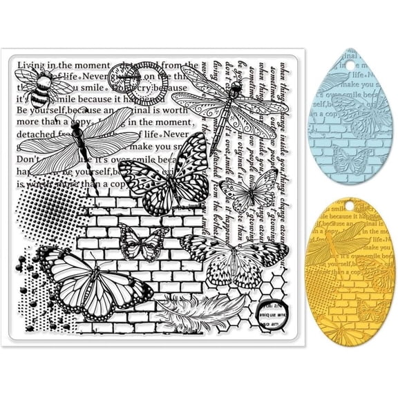 Polymer Clay Texture Sheets Butterfly and Dragonfly Silicone Texture Stamp Retro Polymer Clay Texture Pad Sheets Clay Texture Mat