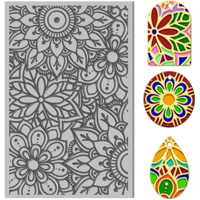 Polymer Clay Texture Sheets Mandala Lotus Rubber Polymer Clay Texture ...