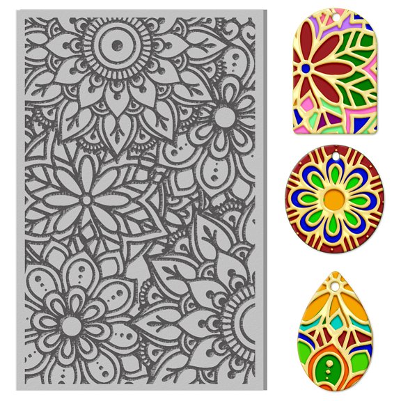 Polymer Clay Texture Sheets Mandala Lotus Rubber Polymer Clay Texture Clay Texture Mats Tool Jewelry Making Craftwork and Printing Patterns