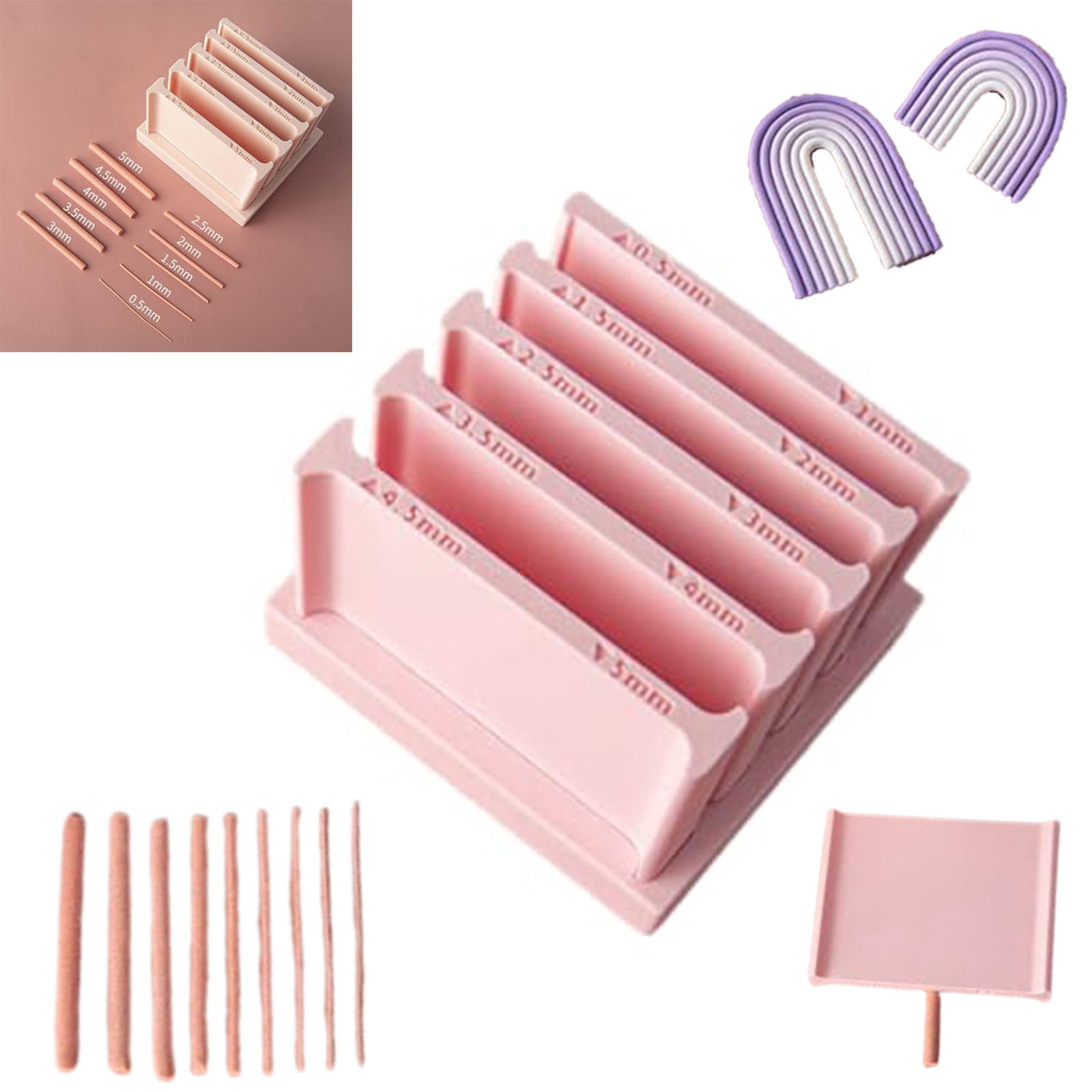 Polymer Clay Thickness String Roller Tool, 5 Size Pottery Teaching Rolling Mud Stick Guide Tools, Clay Rolling Strip Shape Maker, Polymer Thickness Mud Board Tools for Sculpting & Modeling Clays