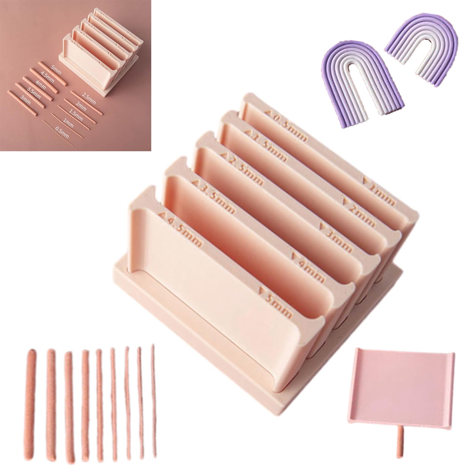 Polymer Clay Thickness String Roller Tool, 5 Size Pottery Teaching Rolling Mud Stick Guide Tools, Clay Rolling Strip Shape Maker, Polymer Thickness Mud Board Tools for Sculpting & Modeling Clays