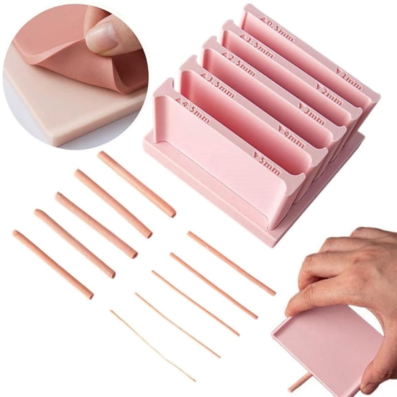 Polymer Clay Thickness String Roller Tool, Adjustable Clay Leveling Guide 0.5–5mm, DIY Clay Rolling Strip Shape Maker with Storage Base for Artists and Crafters