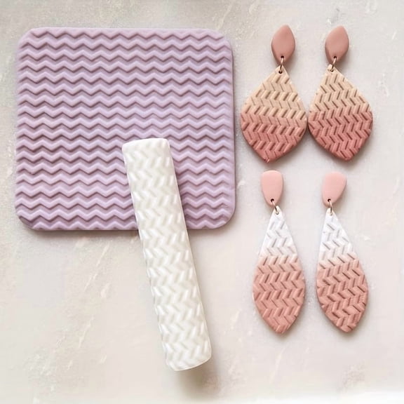 Polymer Clay and Ceramic Textured Roller | Geometric Minimalist Embossing Tool for Jewelry Making and Crafts